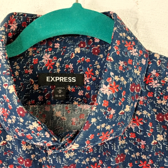 EXPRESS MENS FLORAL BUTTON SHIRT - Picture 3 of 10